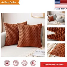 Soft Corduroy Throw Pillow Covers - Set of 2 - Boho Striped - Farmhouse Decor