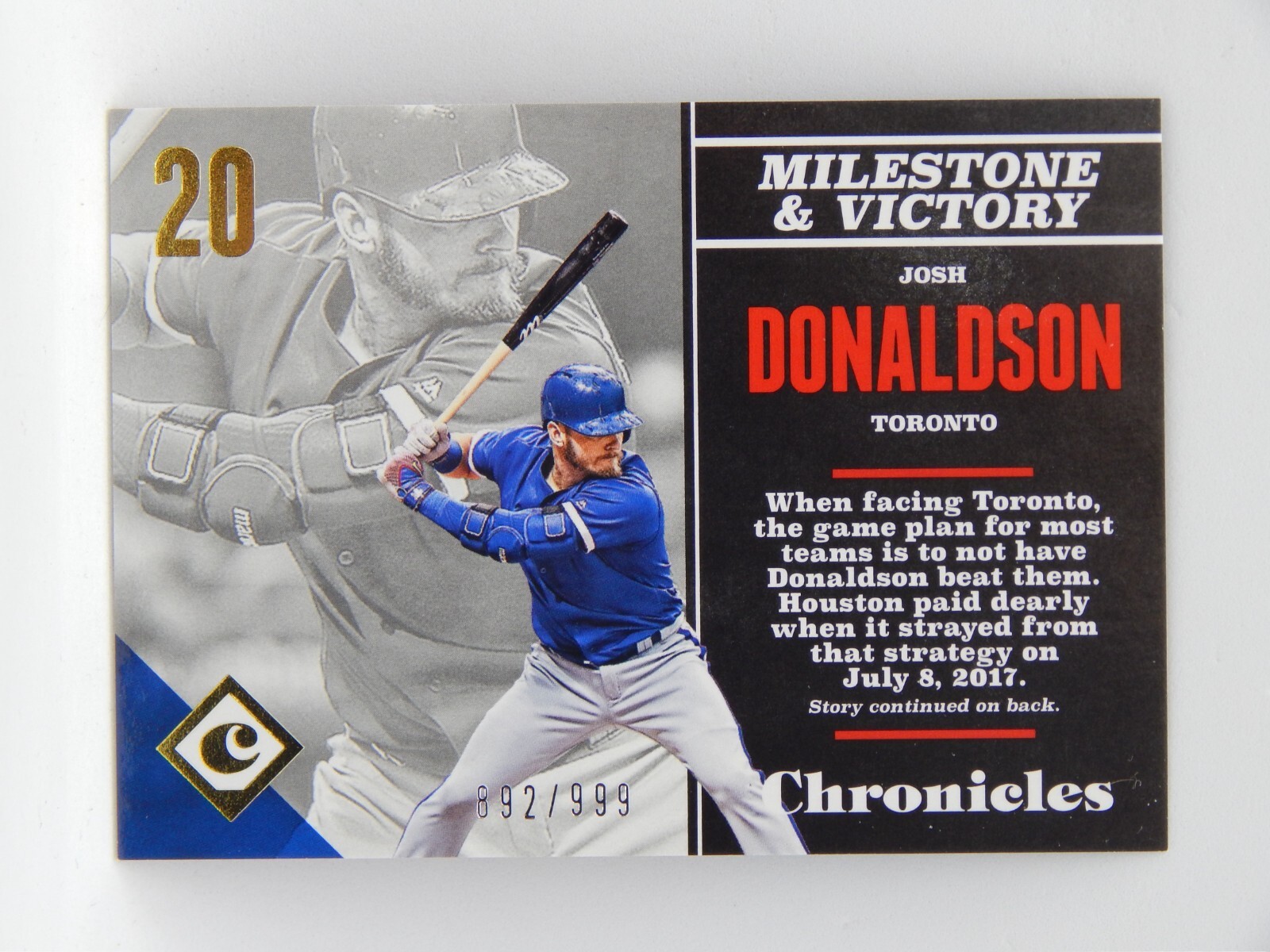 2017 Panini Chronicles Baseball - Gold /999 #16 Blue Jays - JOSH DONALDSON