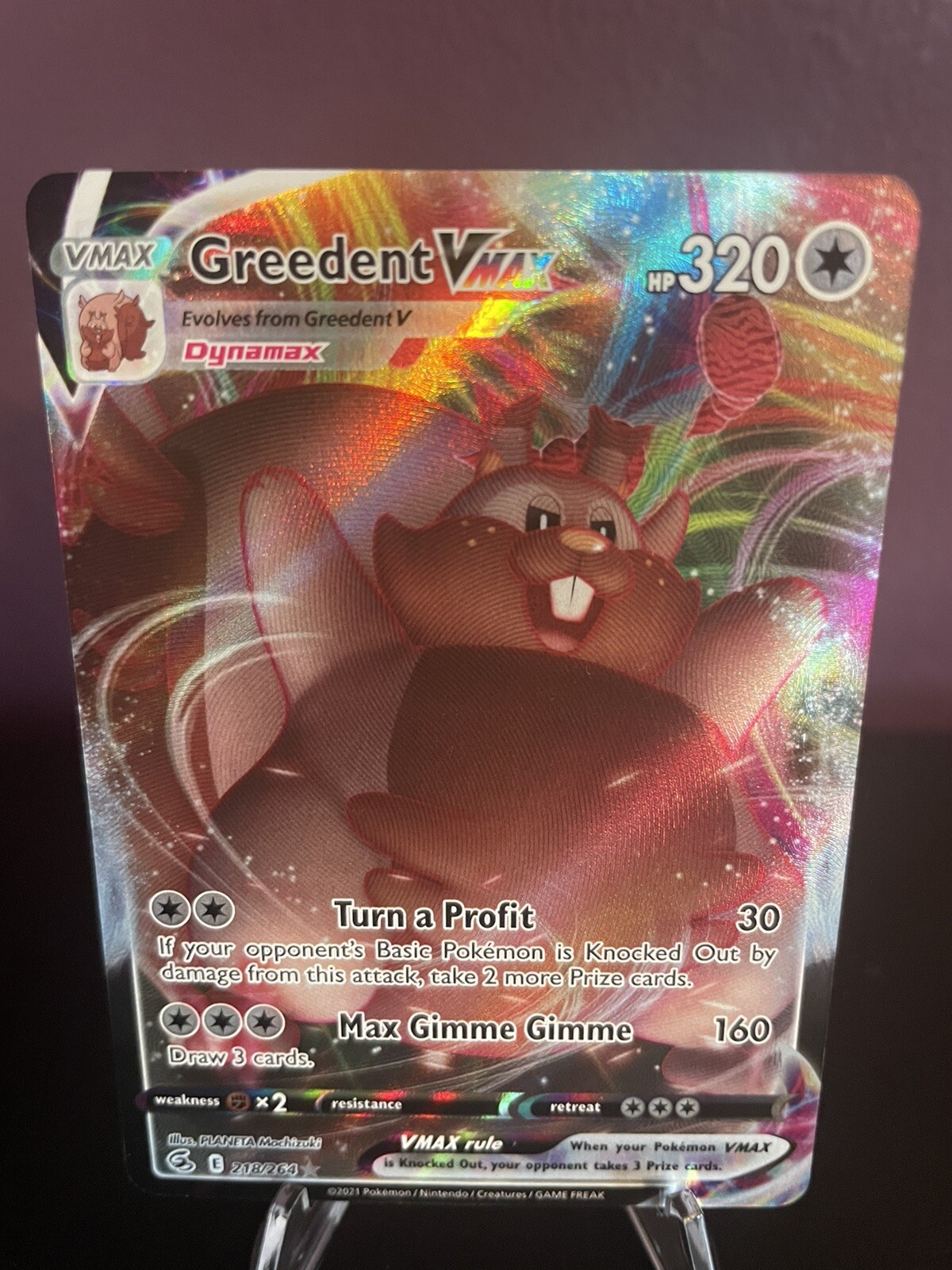 Greedent VMAX 🔥 Fusion Strike 218/264 🔥 Pokemon TCG 🔥 NM Holo Ultra Rare