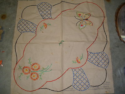 VTG J.B.K. CO Stamped for Embroidery & Cross Stitch Centerpiece 1928 finished