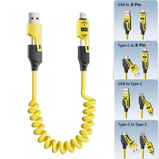 4 in 1 Multi USB C to iPhone Charging Cable Fast Charger Cord for Apple CarPlay