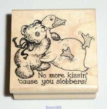 VINTAGE 1989 "No Kissin'" Wood-Mounted Rubber Stamp D34 from Stampendous