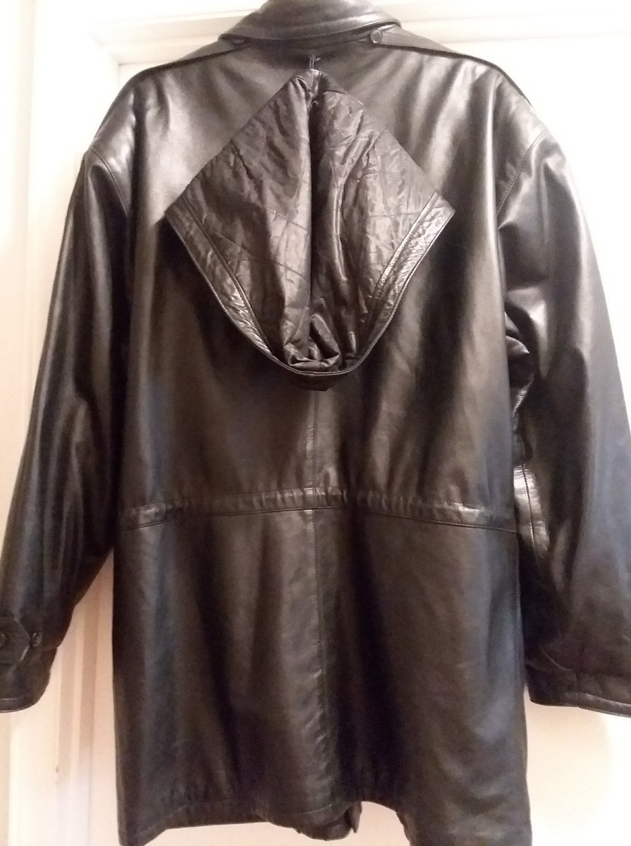 EUC High Fashion PERUZZI Men's 58 Black Leather Jacket EUC High Fashion PERUZZI Men's 58 Black Leather Jacket