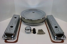 SB Chevy Centerbolt Chrome Engine Dress Up Kit Valve Covers Air Cleaner SBC 350