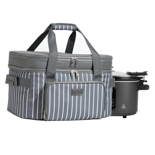 Fun Elements Double Layer Slow Cooker Carrier Bag for 6-8 Quart Oval CrockPot,
