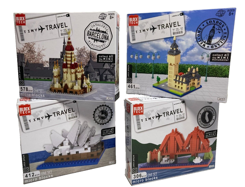 TINY TRAVEL MICRO BLOCKS Set of 4 Block Tech 1757 Pc Total