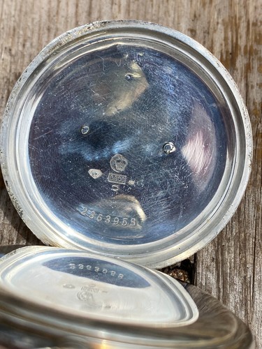 Antique Rare Masonic Simbols Revue Swiss 0.800 Silver Gold Pocket Watch with Box - Picture 11 of 12
