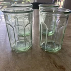 4 PCs- Green Depression Pre Anchor Hocking Glass Octagonal Tumbler Working Glass