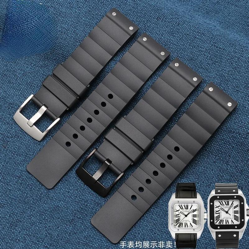 Waterproof Silicone Watch Strap For Cartier Sandoz Series W20121u2