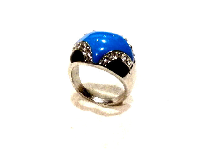Bague Boule émaillée Multicolore - Taille 63 - Bijou Fantaisie Comme Neuf - Idéal Cadeau