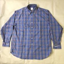 Brooks Brothers Golden Fleece USA VTG Prince of Wales Check Oxford Shirt Blue Ex
