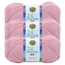  3 Pack Lion Brand Yarn 769-101AO 24/7 Cotton DK Yarn, Cameo