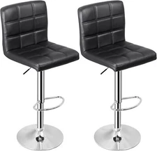 Adjustable Swivel Barstools Set of 2, PU Leather Kitchen Counter Bar Stool/Chair