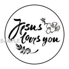 30 JESUS LOVES YOU ENVELOPE SEALS LABELS STICKERS 1.5" ROUND RELIGIOUS GIFTS