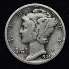 1934 Mercury Silver Dime GOOD / VG FREE SHIPPING