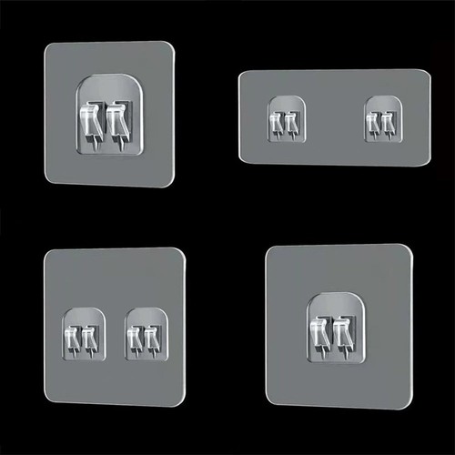 Pegatinas de estante autoadhesivas transparentes baño cocina percha sin rastros - Imagen 7 de 18