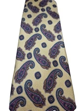 Mark Shale 100% Silk Yellow With Paisleys In Purple,Gold,Green NWOT