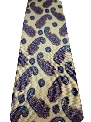 Mark Shale 100% Silk Yellow With Paisleys In Purple,Gold,Green NWOT