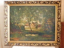 Adolphe POOT (1924-2006) "Houses In The Forest" Oil On Panel Belgian School