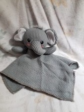 Elephant Gray Knit Baby Lovey Security Blanket 11.5" Moon Stars 735726