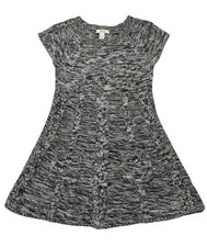 Gray Chunky Cable Knit Short Sleeve Sweater Tunic Dress Size M Y2K Spring Preppy