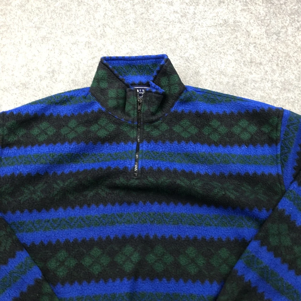 Savile Row Sweater Mens 2XL Blue Green Black Fleece Pullover Half Zip Patterned - Image 4 of 4