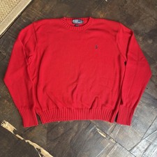 VTG Polo Ralph Lauren Knit Sweater Red Small Pony Preppy Old Money XL