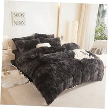 Fluffy Comforter Cover Set  Faux Fur Comforter Cover Set 1 King Tie Dye Black