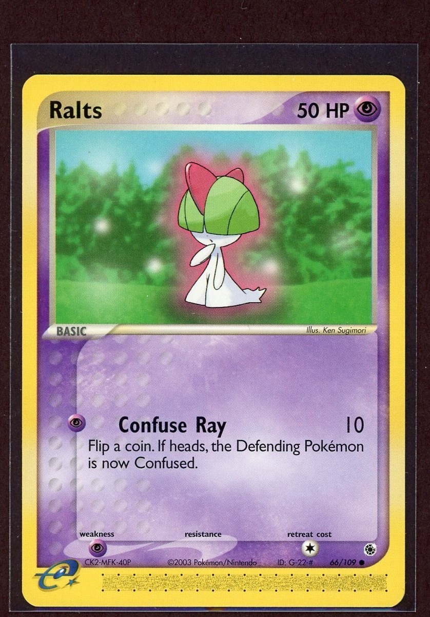 Ralts Non-Holo 2003 Pokemon Card 66/109 EX Ruby & Sapphire Set EXC/LP