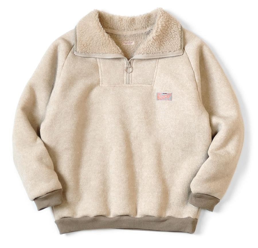 KAPITAL kountry boa fleece zip alpine pullover new ecru | eBay
