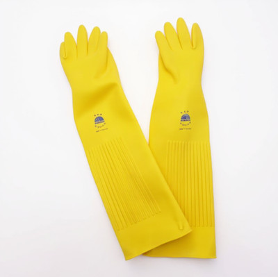 Heavy Duty Natural Rubber Gloves Industrial Kitchen Household Cleaning 26 inch