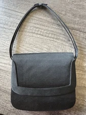 Vintage Holt Renfrew Italian Black Satin Evening Bag Snap closure Made In Italy