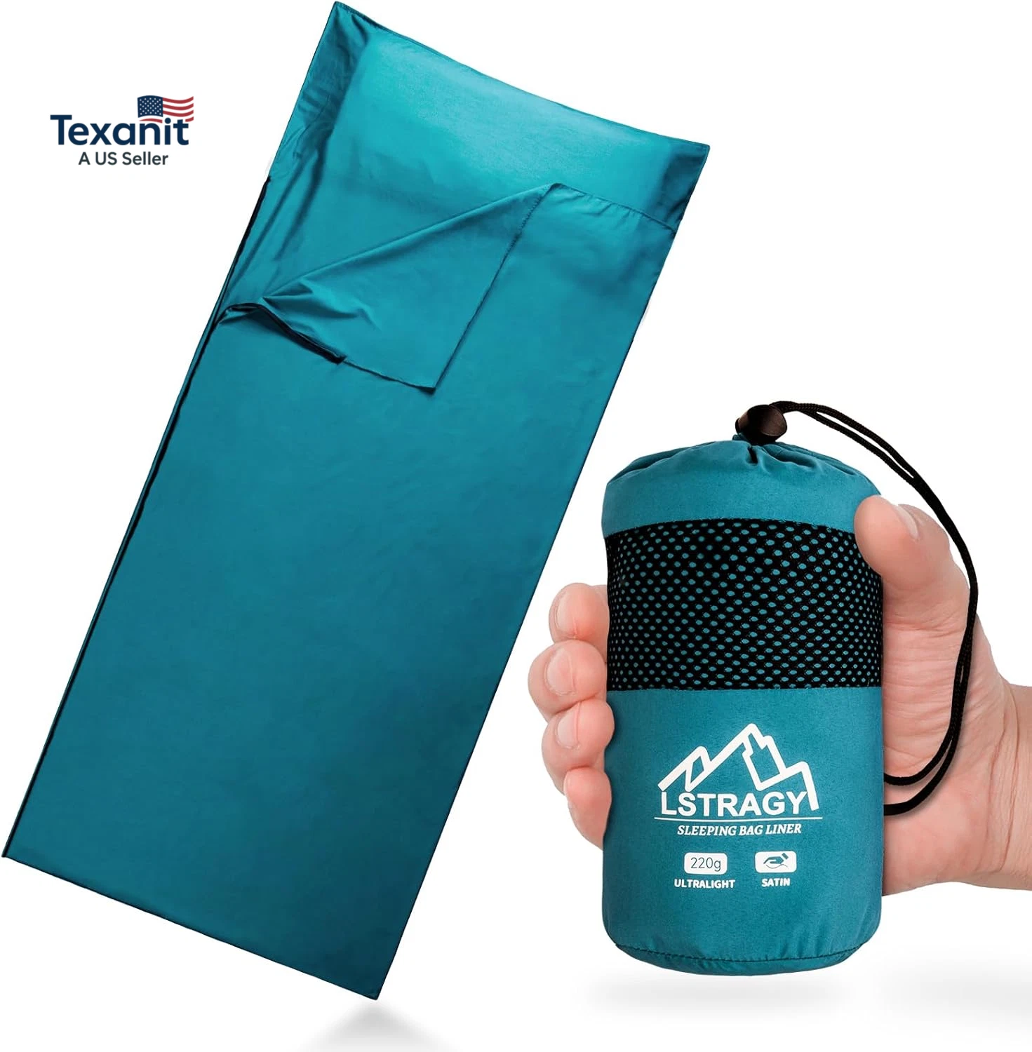 Ultralight Sleeping Bag Liner, Satin Sleep Sack, Comfy Breathable & Cooling & Si