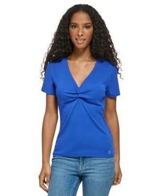 Calvin Klein Womens Twist Front V-Neck T-S 196745547761 LARGE RT $39.5