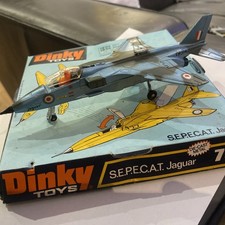 VINTAGE DIECAST DINKY TOYS #731 RAF SEPECAT JAGUAR JET FIGHTER plane +box plinth