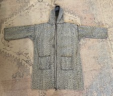 Vintage Moroccan Wool Hooded Striped Mountain Coat Heavyweight Djellaba Thobe