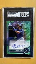 2022 Bowman Mega Green Refractor Auto /99 Harry Ford SGC 10 Mariners Prospect