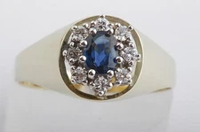 Sapphire Diamond Ring 333 8K Yellow Gold Size 57