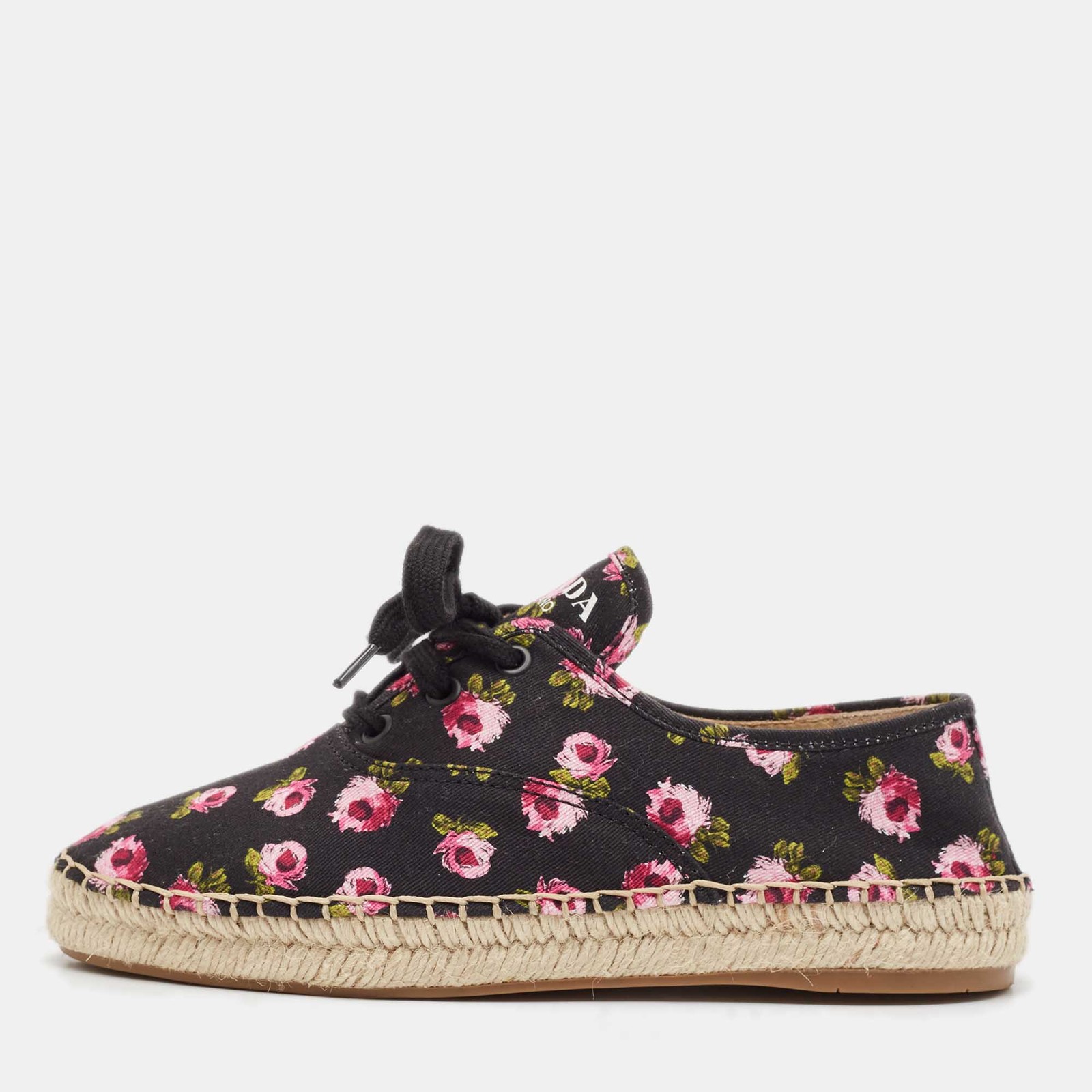 Prada Multicolor Floral Print Canvas Espadrilles Size 37