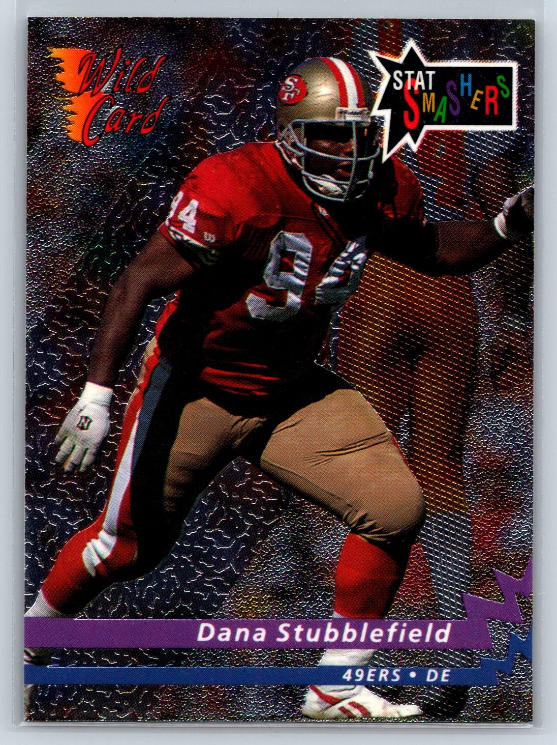1993 Wild Card Dana Stubblefield Rookie Stat Smashers Rookies 49ers RC #SS-2