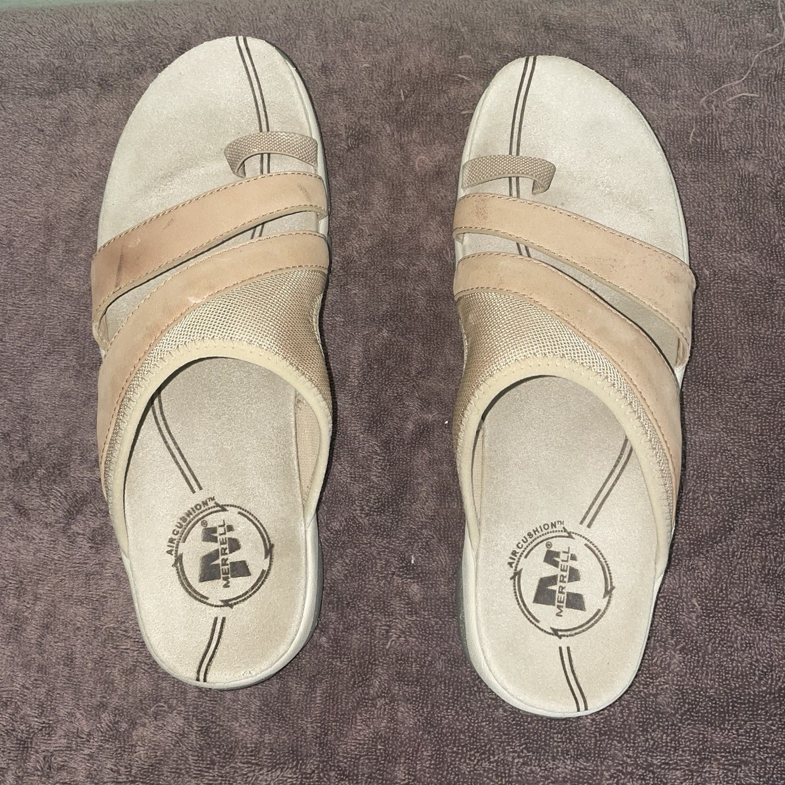 Merrell Sandali Donna Schiuma Cuscino Aria Marrone 9 Slip On Toe H