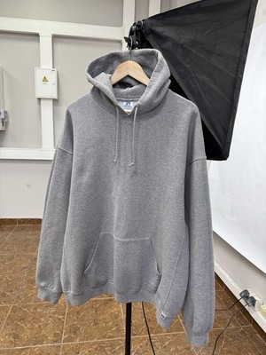 🇺🇸 Vintage 90s Russell Athletic Blank Gray Hoodie Rare Retro