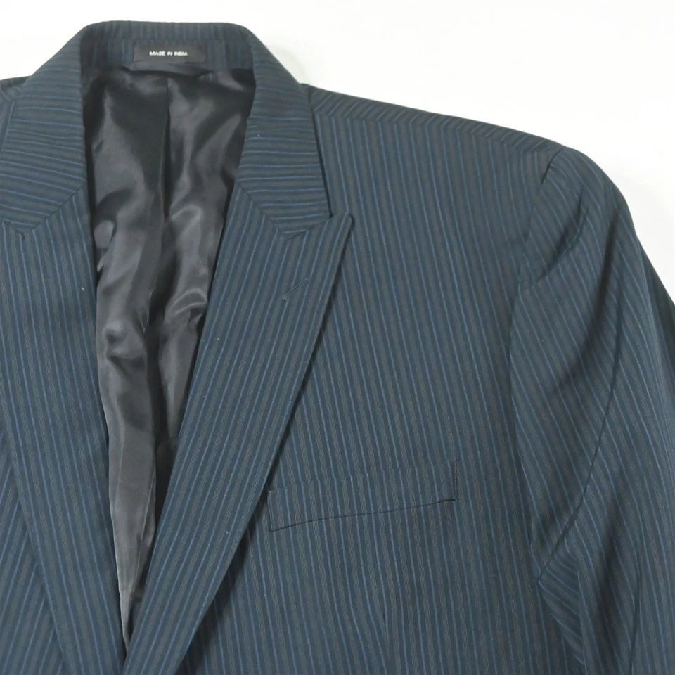 Chaqueta Pantalones Traje Sean John 46L 40x30 Azul Marino Rayas Para Hombre Foto 3 de 4