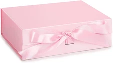 Pink Gift Box, 10.5" X 7.5" X 3.1", Collapsible Boxes with Lids and Magnetic Clo