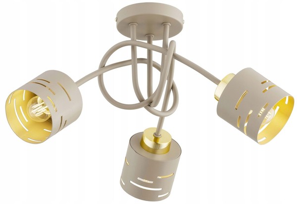 Deckenleuchte Schlafzimmer 3-Flammig Beige E27 L:45 Cm Deckenlampe Wohnzimmer-image