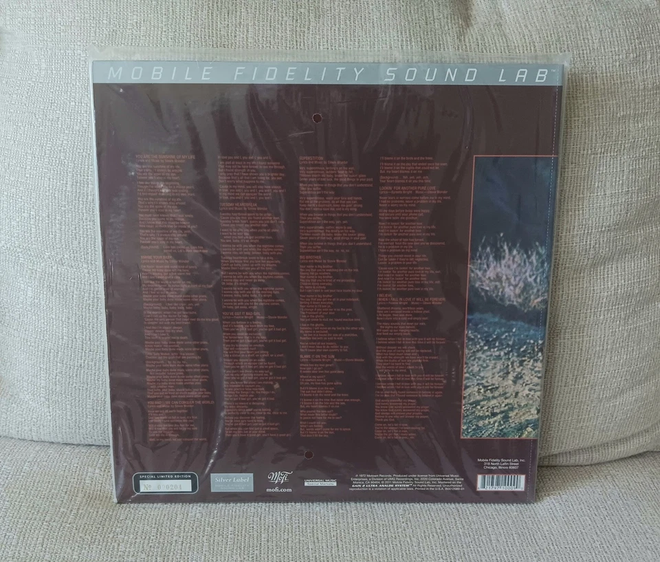 Stevie Wonder Talking Book Original Master Recording Vinyl Record Sealed MFSL  - Image 2 of 3