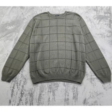 Vintage IZOD Sweater Mens XL Green Crew Neck Long Sleeves Cotton Preppy Dad