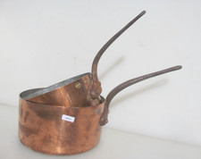 Victorian Copper Pans Kitchen Iron Handles French Old Antique Sauce Pan - STUCK