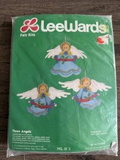 Vintage Leewards Felt Christmas Ornament Craft Kit 3 Angels Sequin Bead SEALED