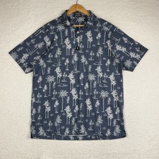 Bad Birdie Polo Shirt Mens XL Blue Palm Tree Golf Performance